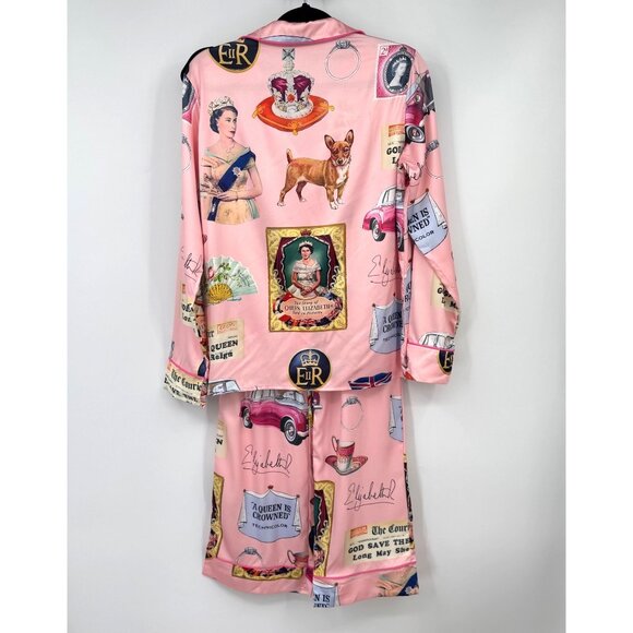 Sheshow Queen Elizabeth II Vintage Pajama Set woman’s size Small Pink long set - Picture 11 of 16